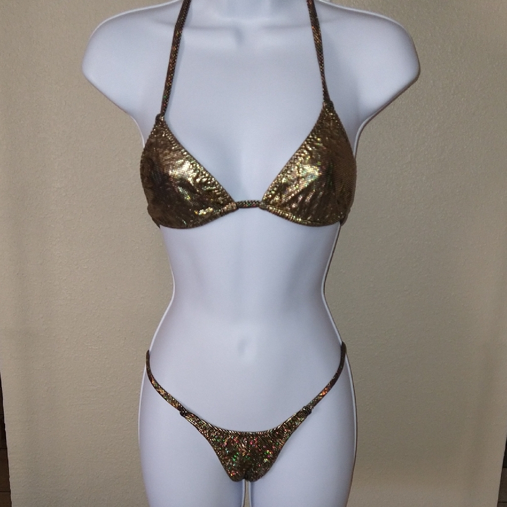 Gold Metallic Triangle Competition Suit
